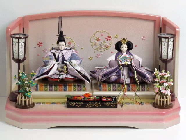 紫友禅親王雛船盛りお節ぼかしピンク飾り
