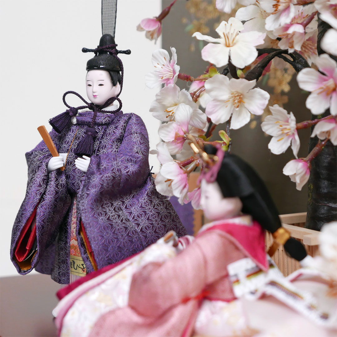 柴田家千代作 麻の葉柄衣装雛人形創作親王金桜飾り