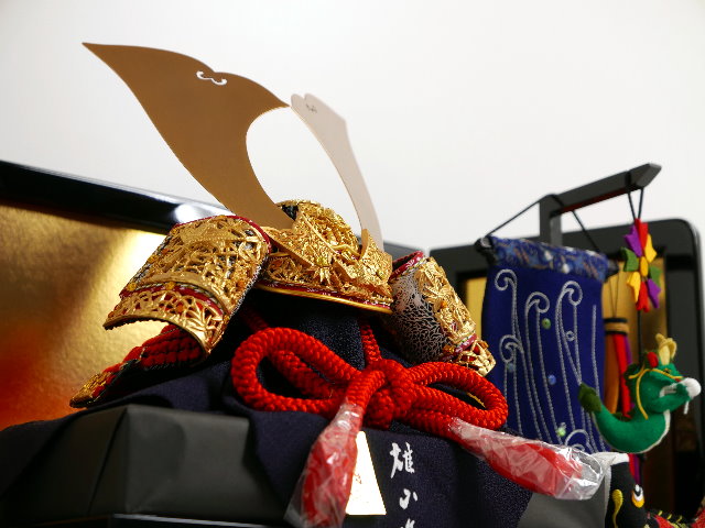 奈良春日大社所蔵国宝模写竹雀の兜15号出世鯉の滝のぼり飾り