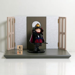 人形工房壹三作 一番星織田信長 子供大将白月グレー飾り もののふ童 武者人形