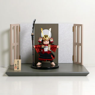 壹三作 弦 子供大将白月グレー飾り もののふ童 武者人形